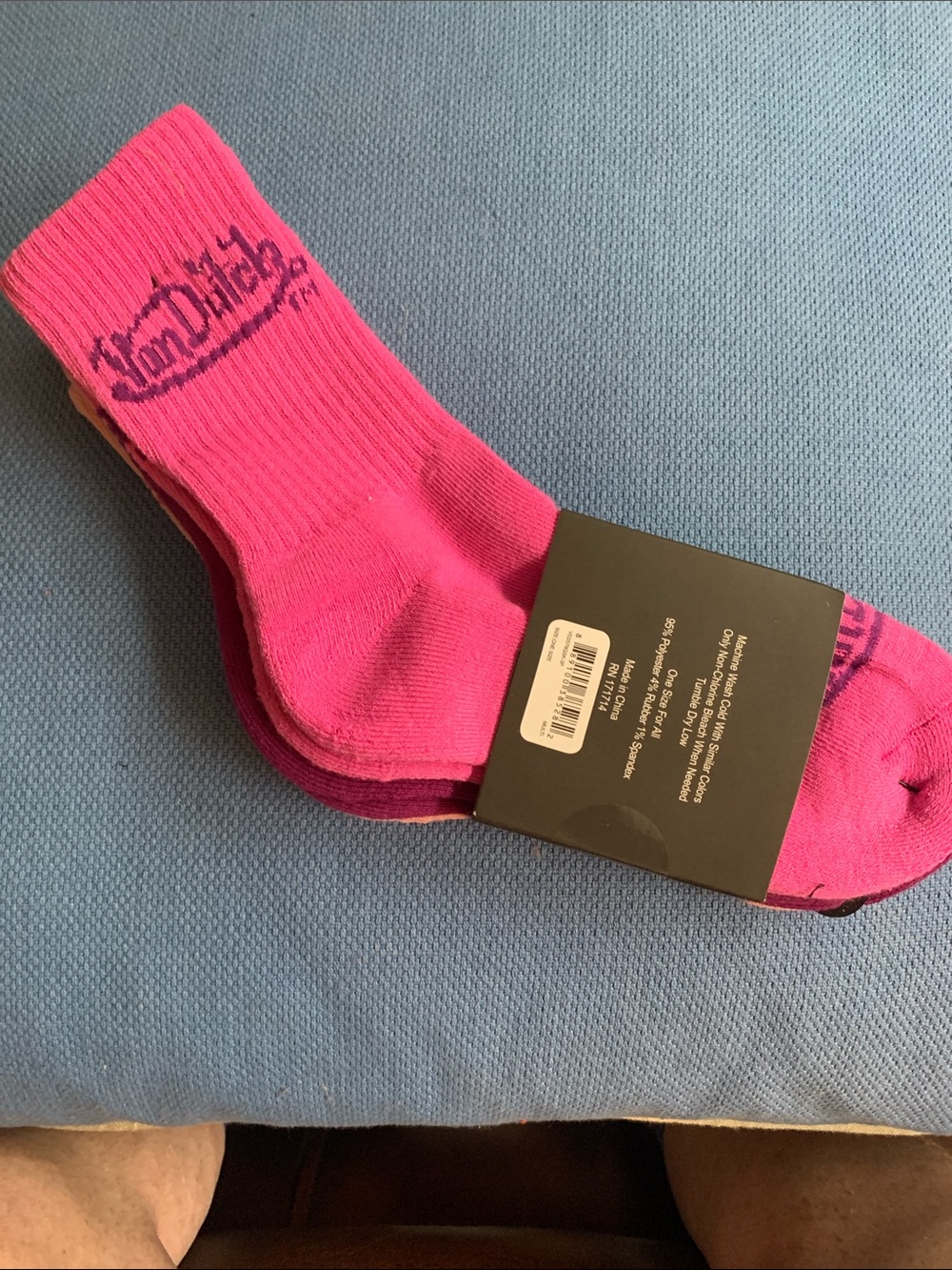 Von Dutch Athletic Crew Socks in Bright Pink 3 pack quarter socks